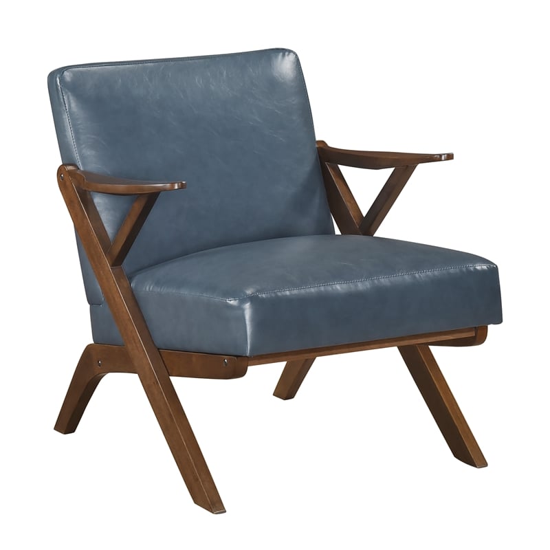 Lexicon Gideon Faux Leather Accent Chair in Blue
