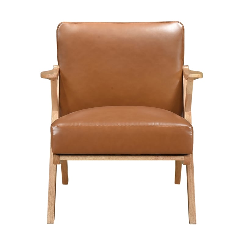 Lexicon Gideon Faux Leather Accent Chair in Brown