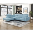 Lexicon Giselle Leather 2-Piece Sectional with Left Side Chaise in Blue
