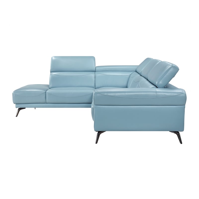 Lexicon Giselle Leather 2-Piece Sectional with Left Side Chaise in Blue