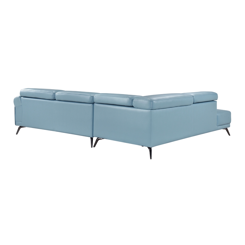 Lexicon Giselle Leather 2-Piece Sectional with Left Side Chaise in Blue