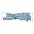 Lexicon Giselle Leather 2-Piece Sectional with Left Side Chaise in Blue