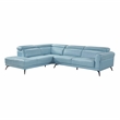 Lexicon Giselle Leather 2-Piece Sectional with Left Side Chaise in Blue