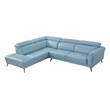Lexicon Giselle Leather 2-Piece Sectional with Left Side Chaise in Blue