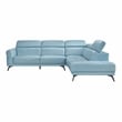 Lexicon Giselle Leather 2-Piece Sectional with Left Side Chaise in Blue