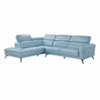 Lexicon Giselle Leather 2-Piece Sectional with Left Side Chaise in Blue