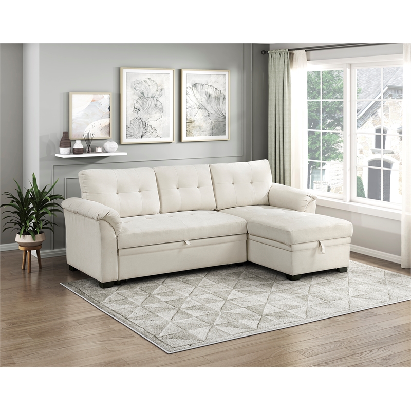 Lexicon Elara Textured 2pcs Reversible Sectional with Reversible Chaise in Beige