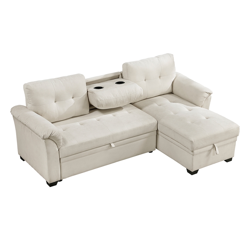 Lexicon Elara Textured 2pcs Reversible Sectional with Reversible Chaise in Beige
