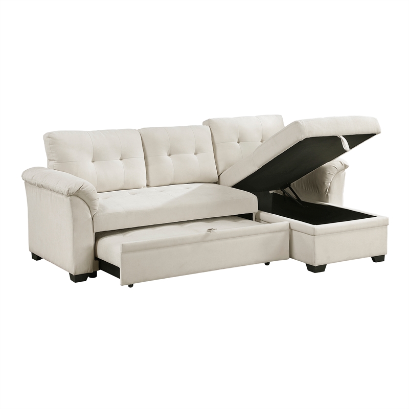 Lexicon Elara Textured 2pcs Reversible Sectional with Reversible Chaise in Beige