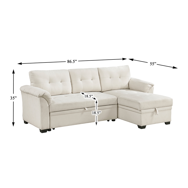 Lexicon Elara Textured 2pcs Reversible Sectional with Reversible Chaise in Beige