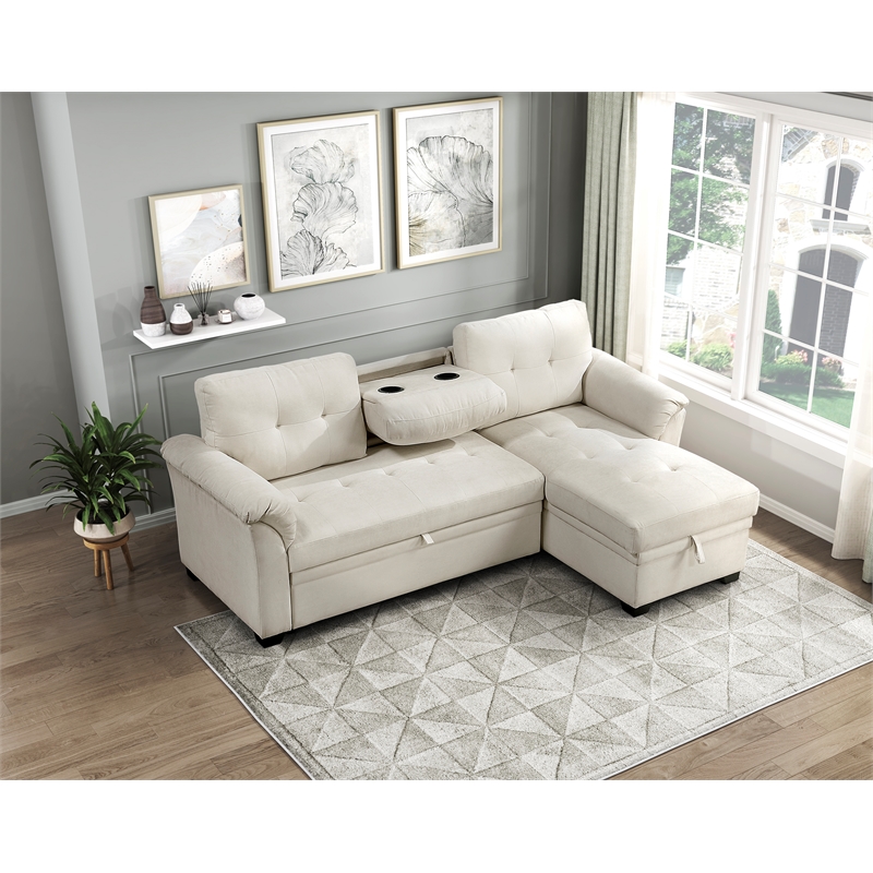 Lexicon Elara Textured 2pcs Reversible Sectional with Reversible Chaise in Beige