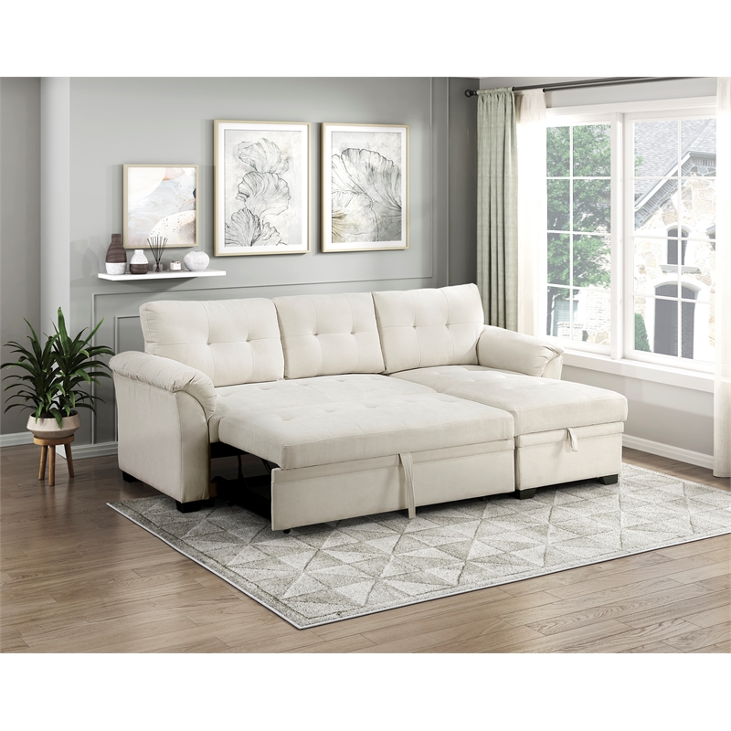 Lexicon Elara Textured 2pcs Reversible Sectional with Reversible Chaise in Beige