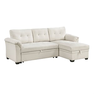 Lexicon Elara Textured 2pcs Reversible Sectional with Reversible Chaise in Beige
