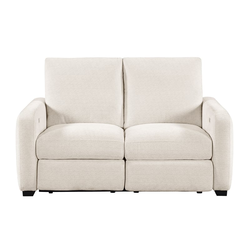 Lexicon Vera Chenille Power Double Reclining Love Seat in Beige