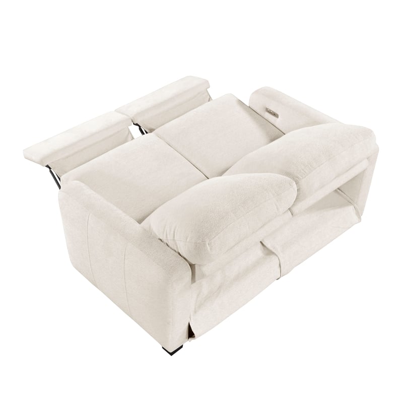 Lexicon Vera Chenille Power Double Reclining Love Seat in Beige