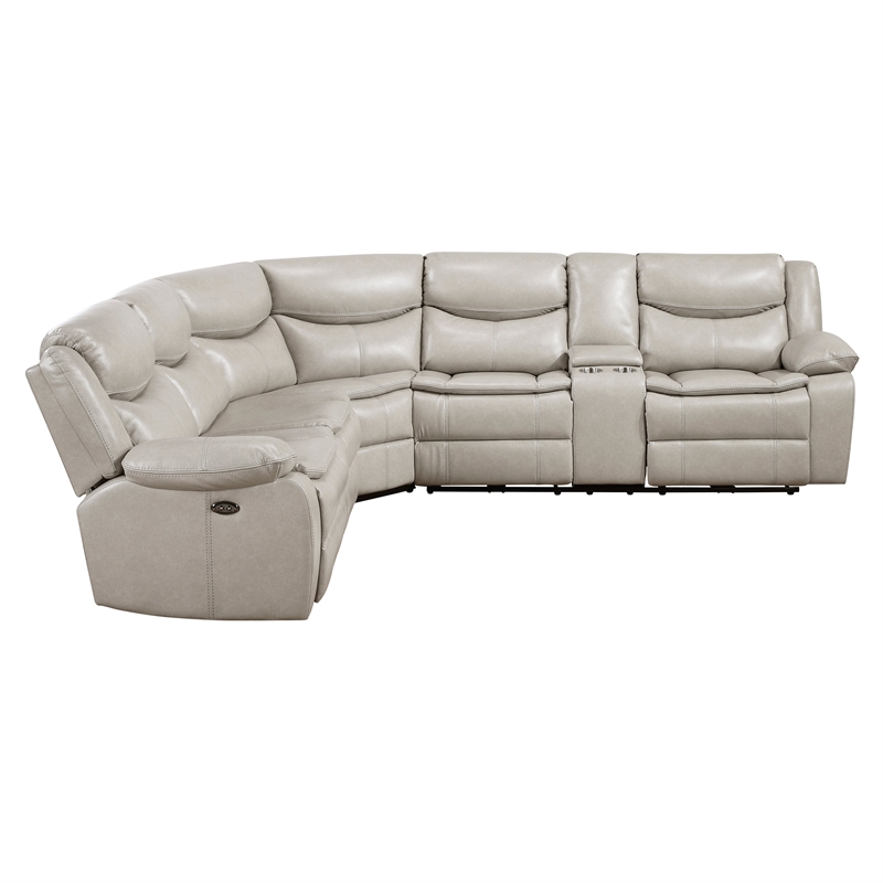 Lexicon Fargo Faux Leather 3-Piece Power Reclining Sectional in Silver Gray