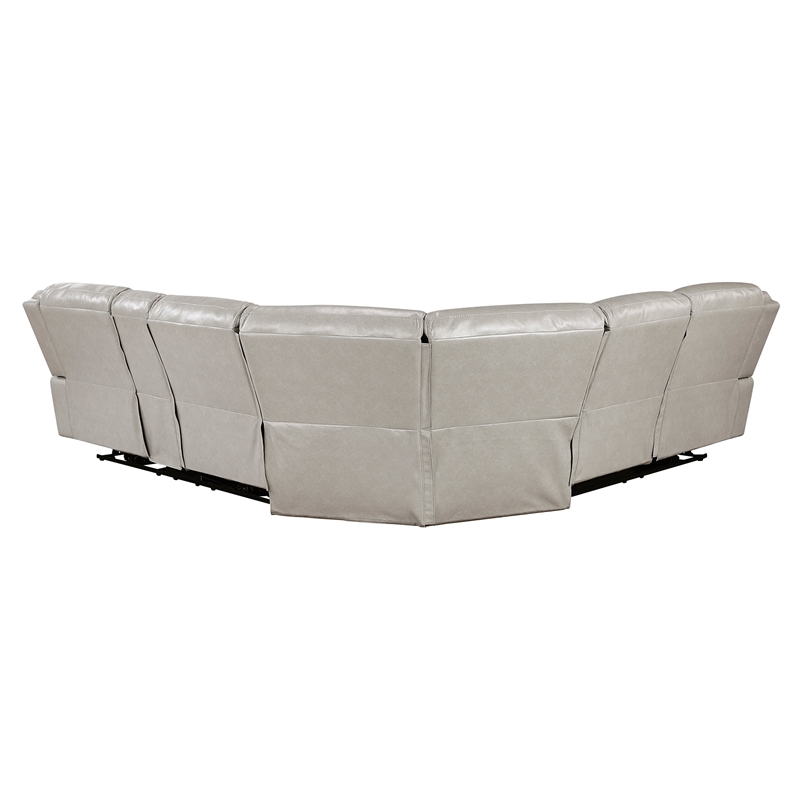 Lexicon Fargo Faux Leather 3-Piece Power Reclining Sectional in Silver Gray