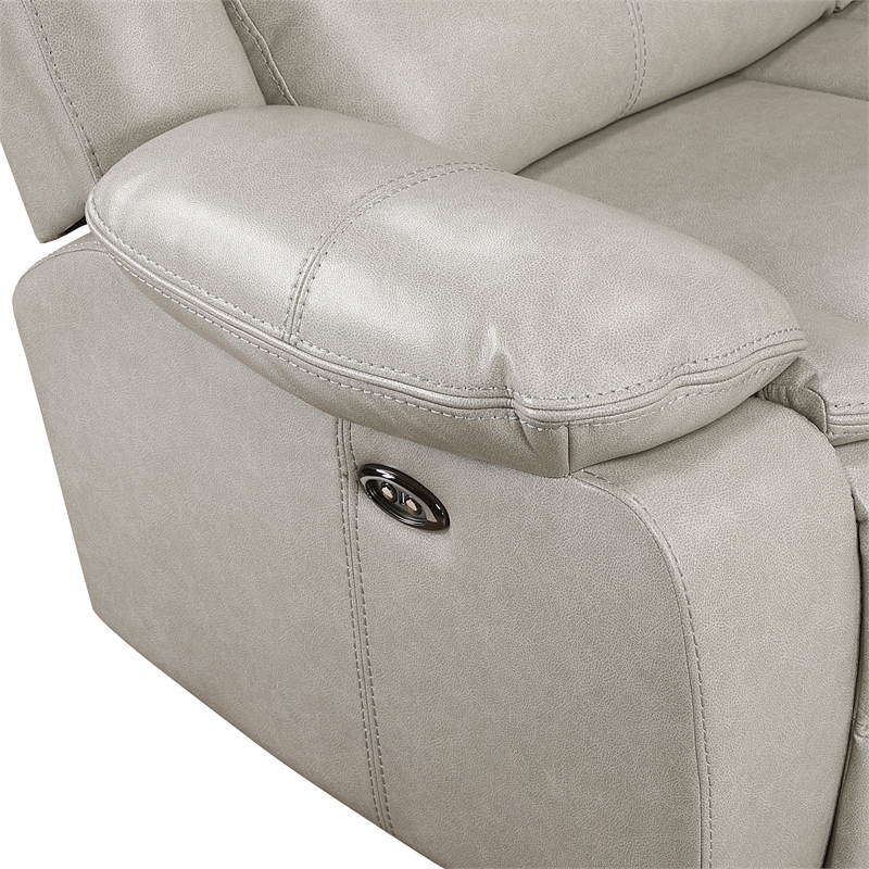 Lexicon Fargo Faux Leather 3-Piece Power Reclining Sectional in Silver Gray