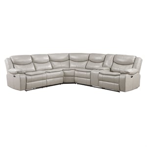 Lexicon Fargo Faux Leather 3-Piece Power Reclining Sectional in Silver Gray