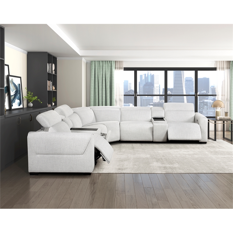 Lexicon McPherson Chenille (5/5) Power Armless Reclining Chair in Cloud