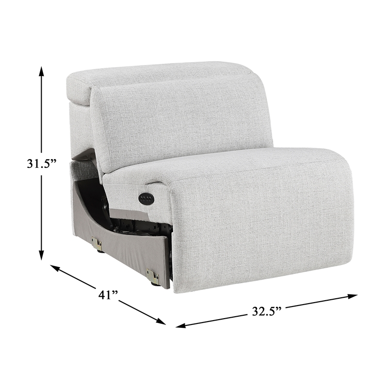 Lexicon McPherson Chenille (5/5) Power Armless Reclining Chair in Cloud