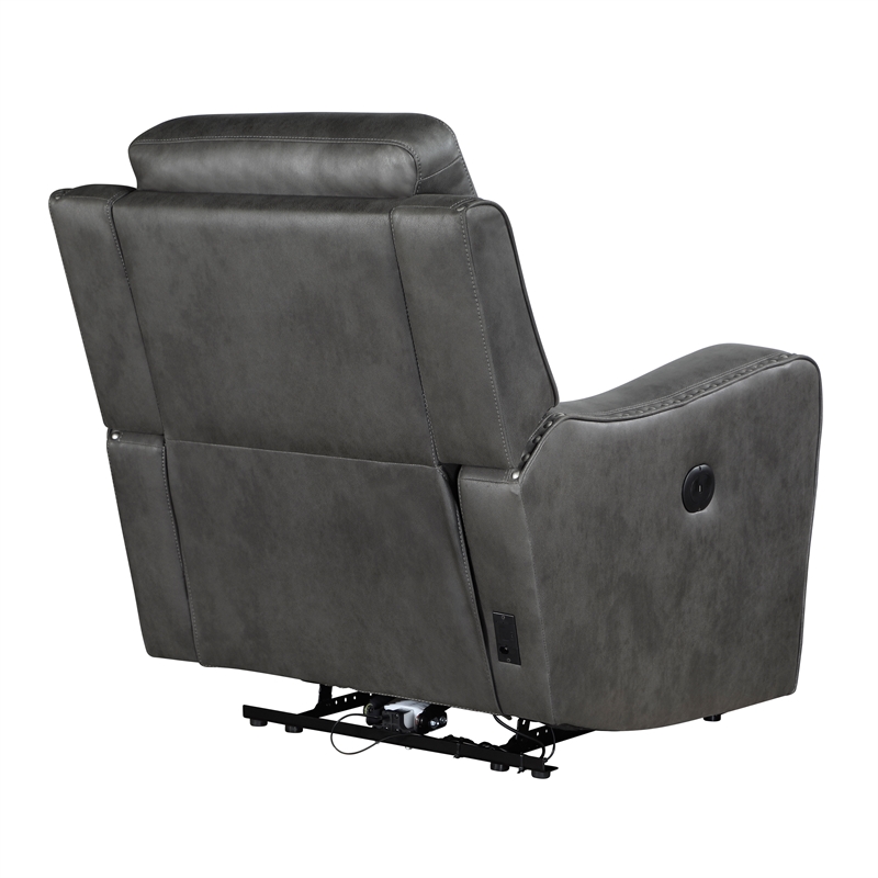 Lexicon Kellen Microfiber Power Reclining Chair in Smoky Gray