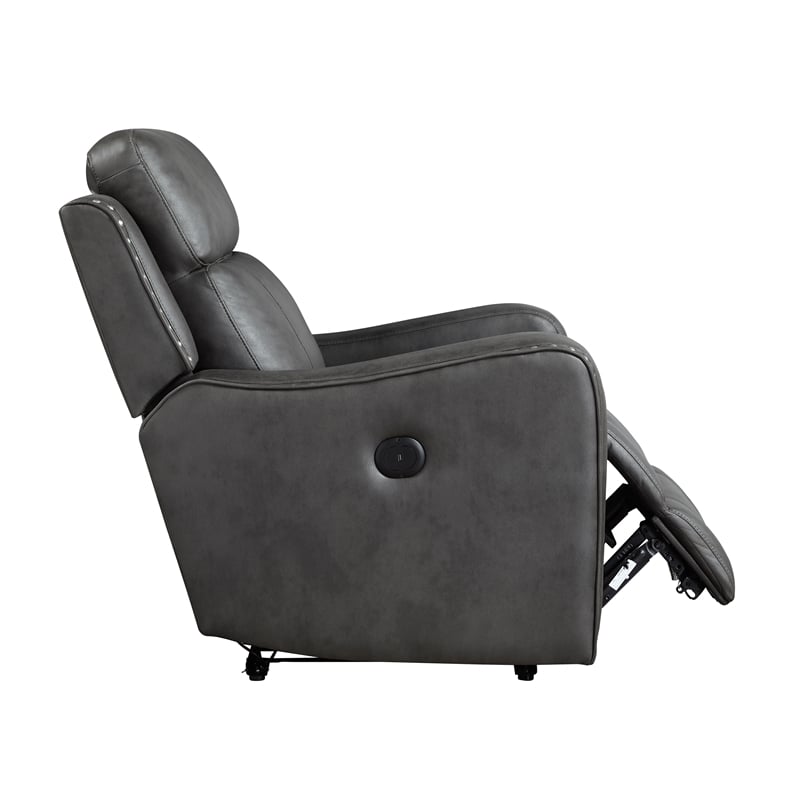 Lexicon Kellen Microfiber Power Reclining Chair in Smoky Gray