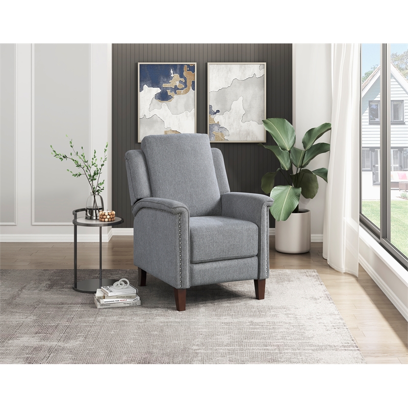 Lexicon Lansing Chenille Push Back Reclining Chair in Gray