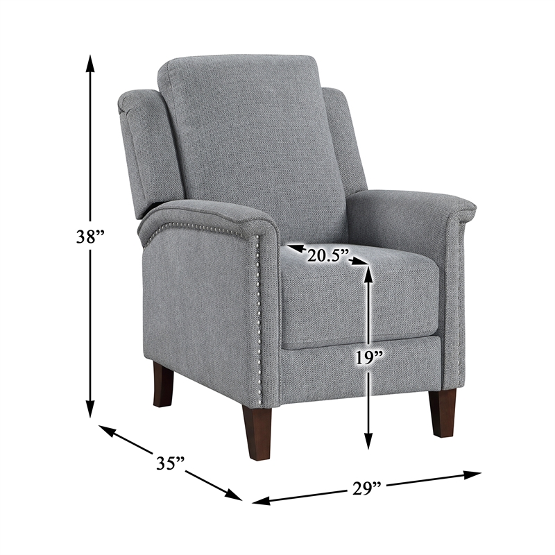 Lexicon Lansing Chenille Push Back Reclining Chair in Gray