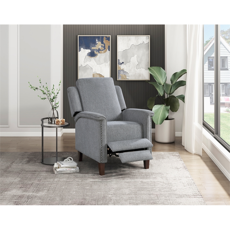 Lexicon Lansing Chenille Push Back Reclining Chair in Gray