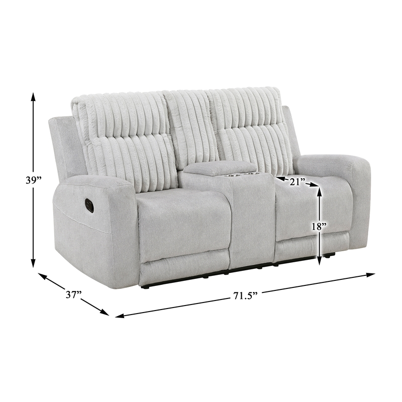 Lexicon Benton Corduroy Double Reclining Love Seat in Light Gray