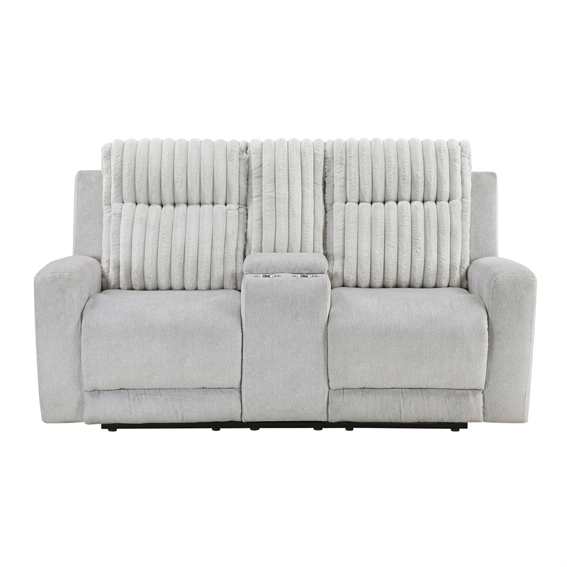 Lexicon Benton Corduroy Double Reclining Love Seat in Light Gray
