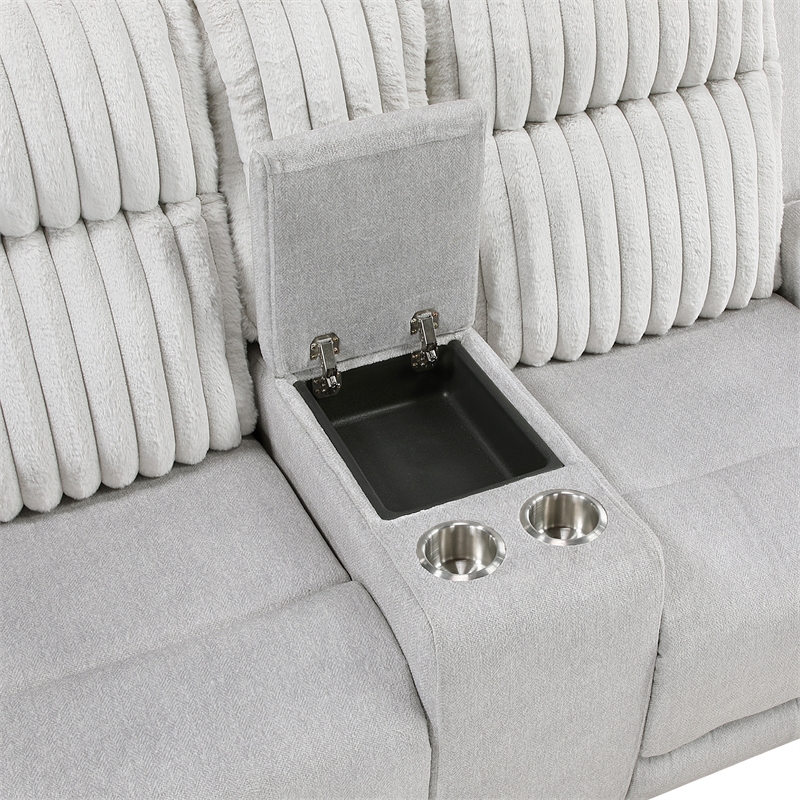 Lexicon Benton Corduroy Double Reclining Love Seat in Light Gray