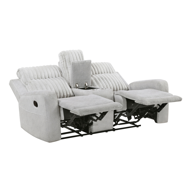 Lexicon Benton Corduroy Double Reclining Love Seat in Light Gray