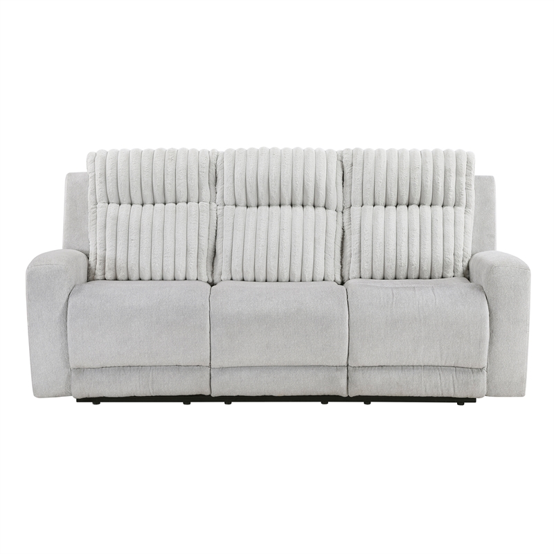 Lexicon Benton Corduroy Double Reclining Sofa in Light Gray