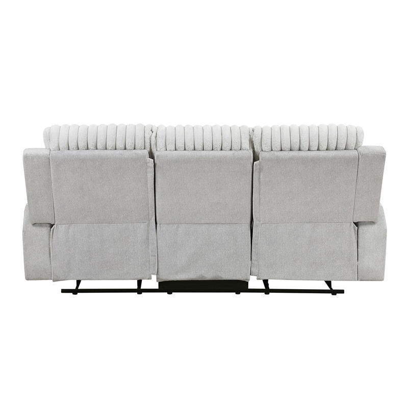 Lexicon Benton Corduroy Double Reclining Sofa in Light Gray