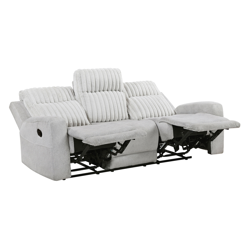 Lexicon Benton Corduroy Double Reclining Sofa in Light Gray