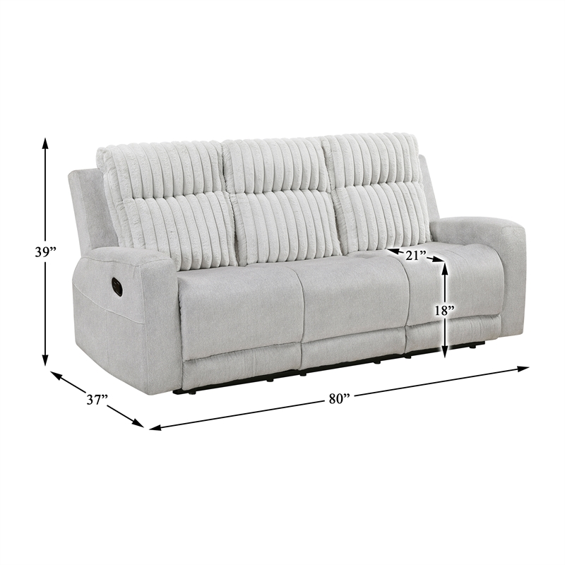 Lexicon Benton Corduroy Double Reclining Sofa in Light Gray