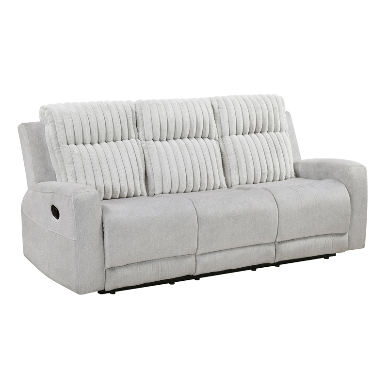 Lexicon Benton Corduroy Double Reclining Sofa in Light Gray