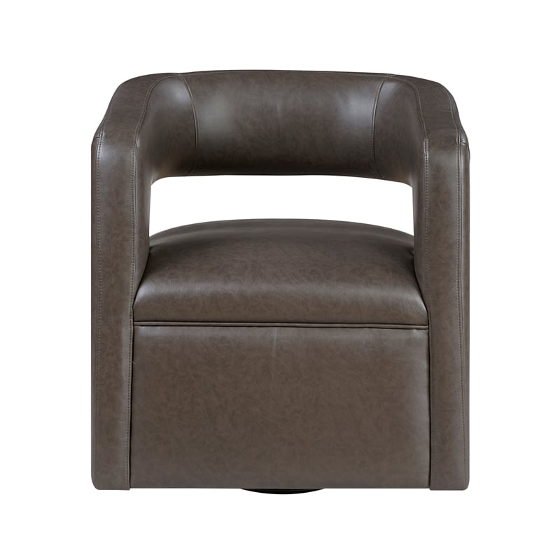 Lexicon Sawyer Faux Leather Accent Chair in Dark Coffee