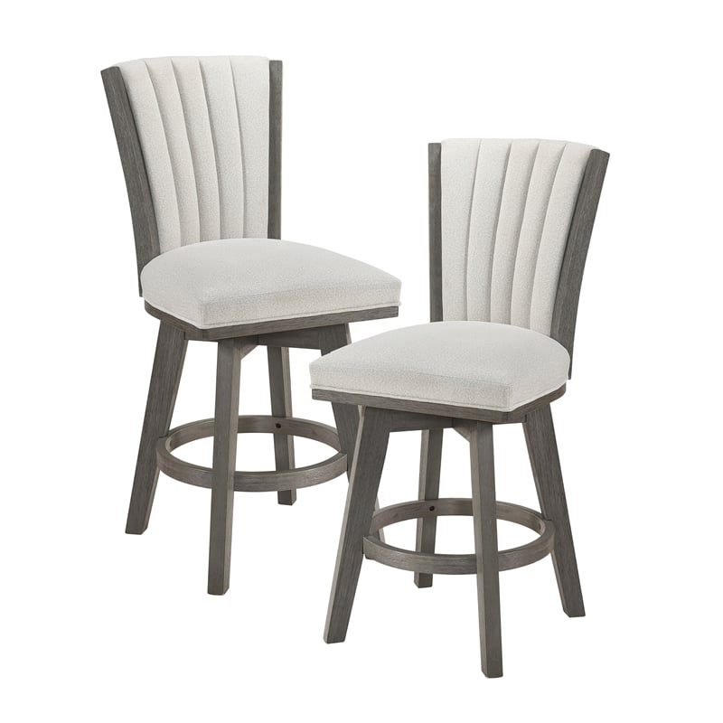 Lexicon Corvallis Velvet Counter Height Swivel Stool in Beige