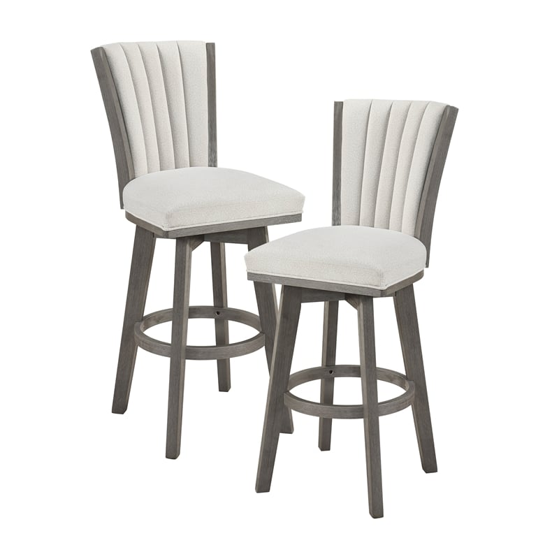 Lexicon Corvallis Velvet Pub Height Swivel Stool in Beige