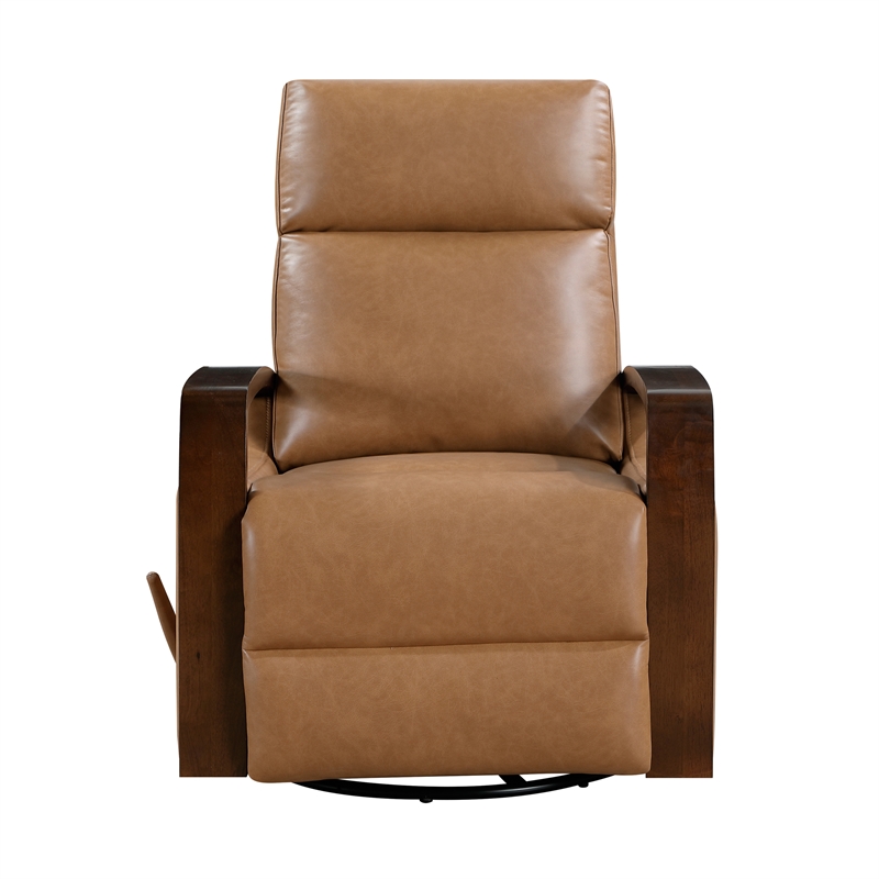 Lexicon Margerie Faux Leather Swivel Glider Reclining Chair in Camel
