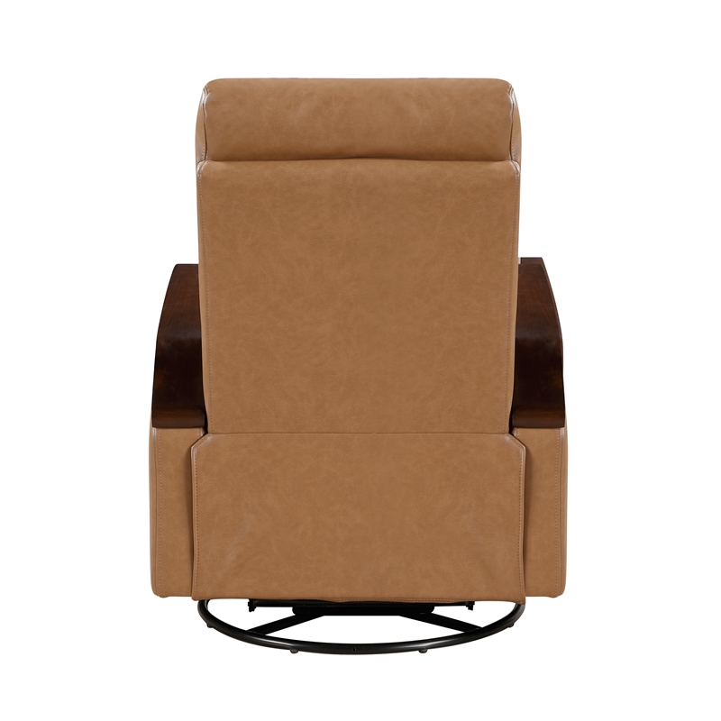 Lexicon Margerie Faux Leather Swivel Glider Reclining Chair in Camel