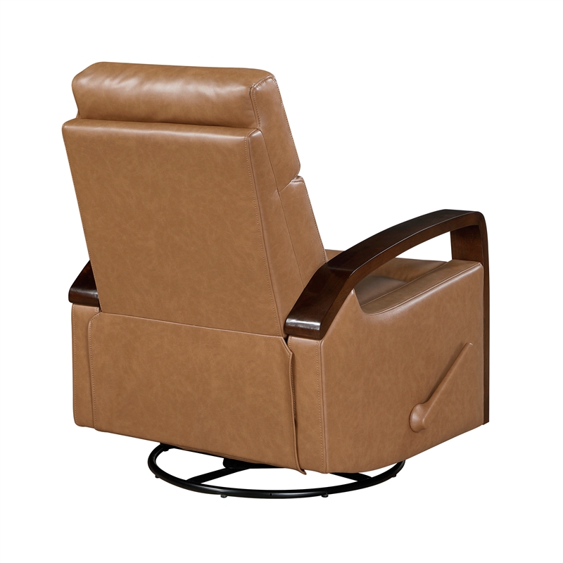 Lexicon Margerie Faux Leather Swivel Glider Reclining Chair in Camel