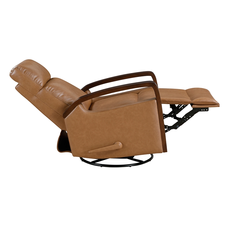 Lexicon Margerie Faux Leather Swivel Glider Reclining Chair in Camel