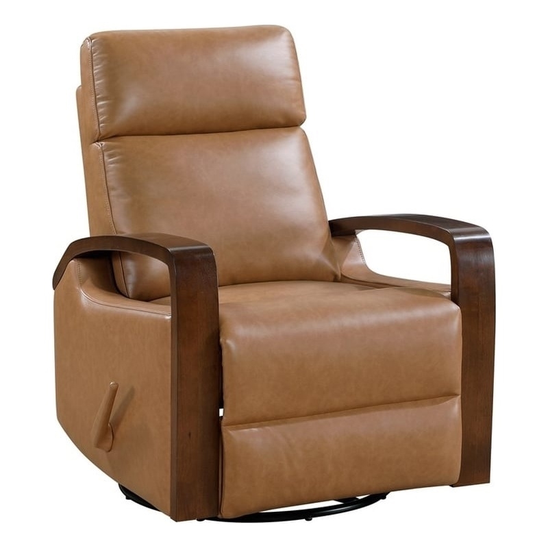 Lexicon Margerie Faux Leather Swivel Glider Reclining Chair in Camel