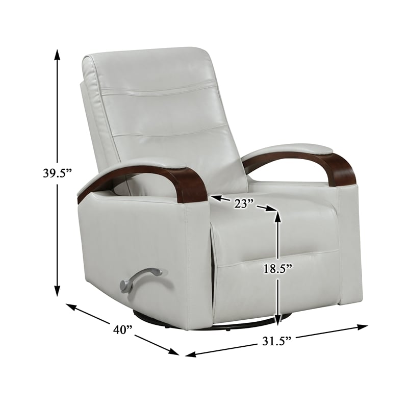 Lexicon Margot Faux Leather Swivel Glider Reclining Chair in Smoke