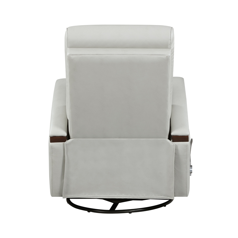 Lexicon Margot Faux Leather Swivel Glider Reclining Chair in Smoke