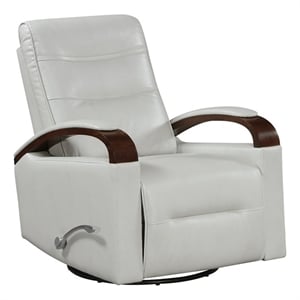 Lexicon Margot Faux Leather Swivel Glider Reclining Chair in Smoke